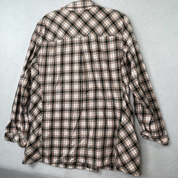 J. Jill Womens Size Large Red / Tan Plaid Long Sleeve Button Down Blouse Top - Picture 11 of 16